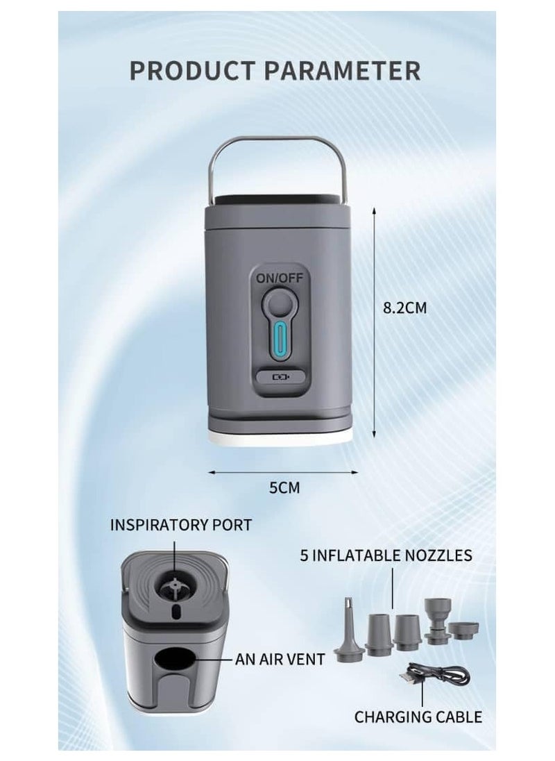 ELIKLIV - Portable multi-function air pump - safe and durable, smart lock anti-misstart, overheating protection, unique color is loved by young people. USB with 2-level brightness emergency light, tent hanging. Charging and pumping dual-use, pool toys, snow tubes, outdoor camping, fitness balls, children's bouncing balls, vacuum bags are available. Smaller than a cup, cordless and rechargeable, suitable for outdoor camping / hiking / beach / indoor storage - Image 1