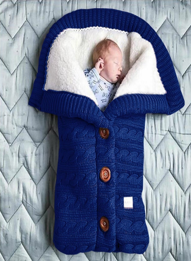 European and American autumn and winter baby stroller sleeping bag outdoor buttons baby knitted sleeping bag twist wool plus velvet thickened hug quilt Medium gray Sleeping bag 400g - Image 4