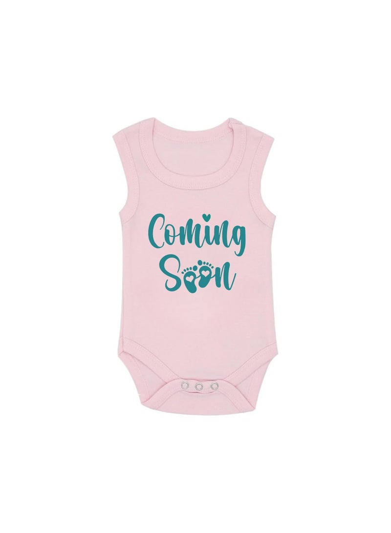 PRINTSHOP4ME Baby Romper Coming Soon Design–Soft Cotton Sleeveless Bodysuit For Boys And Girls–Comfortable Unisex Baby Onesie For Newborns,Infants And Toddlers - Image 1