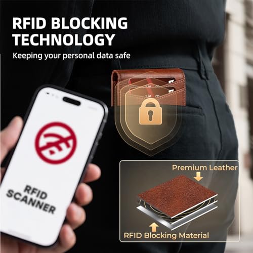 RUNBOX Wallet for Men and Women Slim Rfid Leather 2 ID Window With Gift Box - Image 4