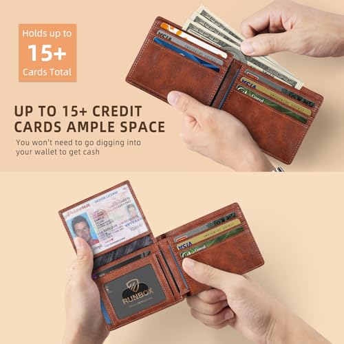 RUNBOX Wallet for Men and Women Slim Rfid Leather 2 ID Window With Gift Box - Image 5