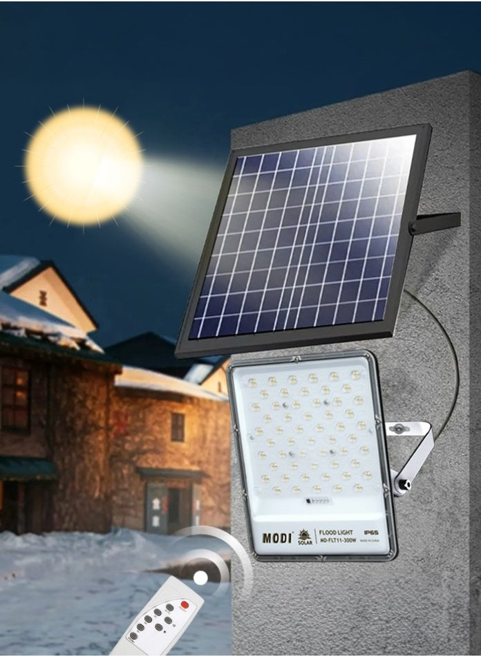 مودي مصباح كشاف يعمل بالطاقة الشمسية 285 × 330 مم، ثلاثة ألوان بيضاء دافئة محايدة، جهاز تحكم عن بعد، مقاوم للماء IP65، إضاءة أمان للحديقة الخارجية، توفير الطاقة، وقت عمل طويل - Image 4