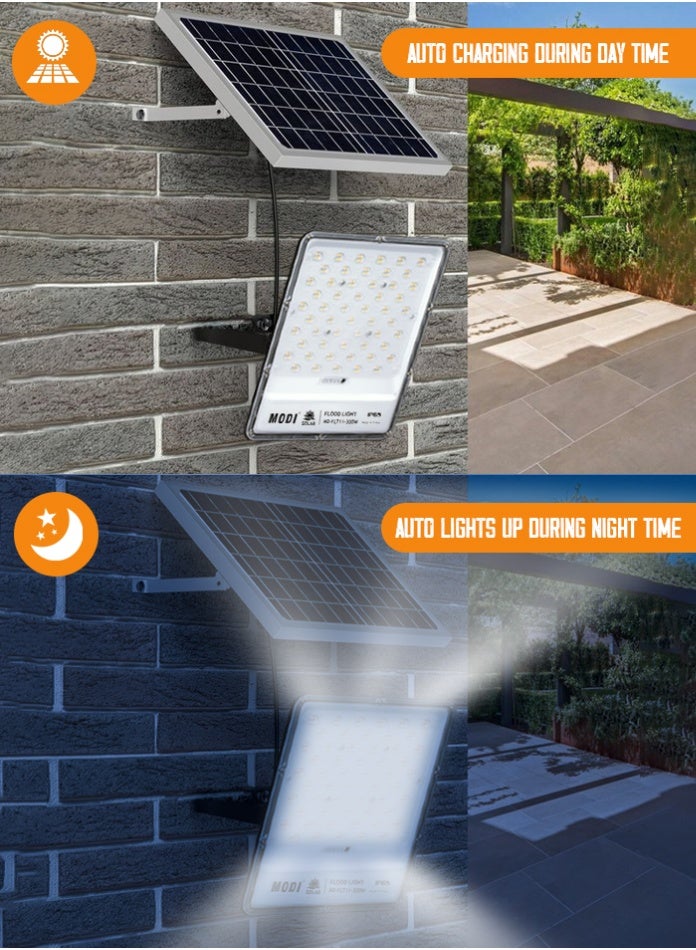 مودي مصباح كشاف يعمل بالطاقة الشمسية 285 × 330 مم، ثلاثة ألوان بيضاء دافئة محايدة، جهاز تحكم عن بعد، مقاوم للماء IP65، إضاءة أمان للحديقة الخارجية، توفير الطاقة، وقت عمل طويل - Image 5