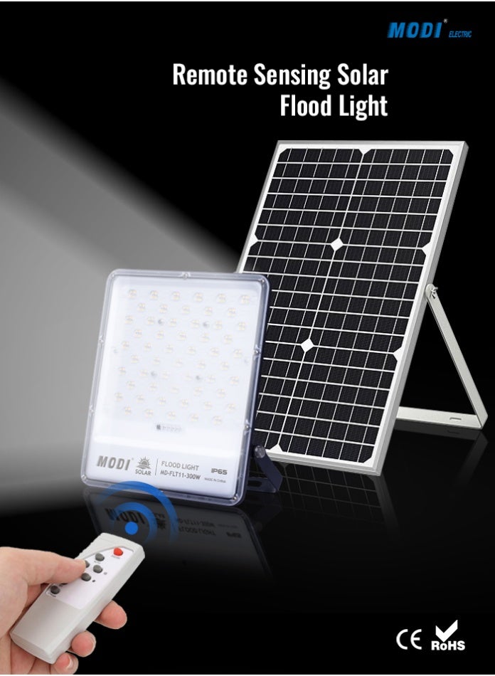 مودي مصباح كشاف يعمل بالطاقة الشمسية 285 × 330 مم، ثلاثة ألوان بيضاء دافئة محايدة، جهاز تحكم عن بعد، مقاوم للماء IP65، إضاءة أمان للحديقة الخارجية، توفير الطاقة، وقت عمل طويل - Image 1