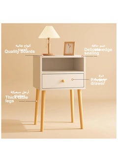 Nightstand Table with Storage Drawer and Open Shelf Bedside Cabinets Small Side Table with Solid Wood Legs for Bedroom Office Living Room Modern Bedside Table Easy Assembly,40*30*59cm(Wood color) - pzsku/ZBAC555A183044B32F4AEZ/45/_/1735099515/19d0133a-a91f-4314-b9a0-4c13c2105848