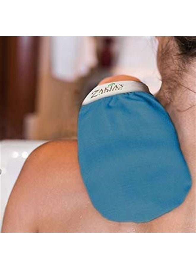 Zakia's Morocco Original Kessa Exfoliating Glove - Value Pack (2pcs) - Teal Blue - Removes unwanted dead skin, dirt and grime. Great for self-tanning preparation. Made of 100% Natural Rayon. (2 Units)  - Image 2