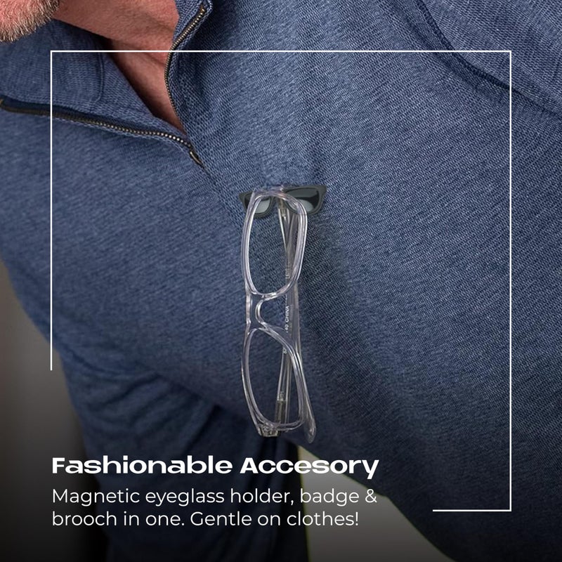 Readerest Magnetic Eyeglass Holders, Eyewear Accessory for Readers, Sunglasses, ID & Work Badges, Gift for Dad & Grandpa, USA Made (Black Shades) - Image 5