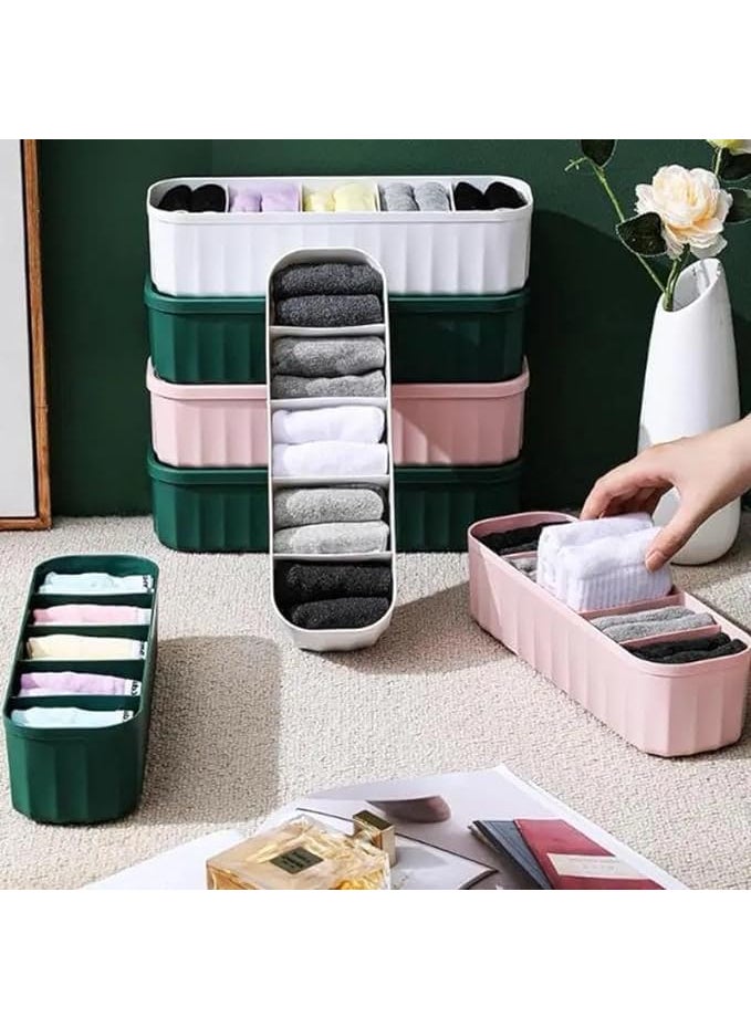 Perpetual Perpetual Innerwear Organizer For Wardrobe Socks Bra Panty Undergarments MakeUp Ties Cosmetics Scarves Organizer For Wardrobe Closet Storage Dividers for Household Pack of 4  - Image 1
