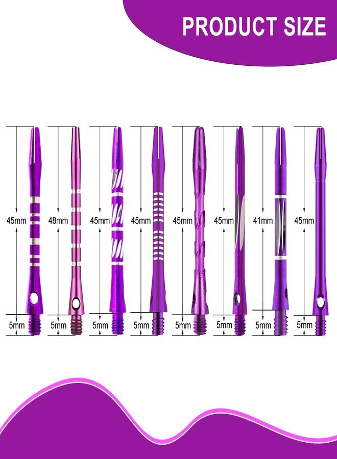 Lavishio 8 Sets 24 pcs Aluminum Dart Shafts, Dart Shafts for Steel Tip, Aluminum 2BA Thread Dart Accessories,Dart Shafts Replacement Kit with 24 Dart Flights for Steel Tip Soft Tip Darts (Purple) - Image 2