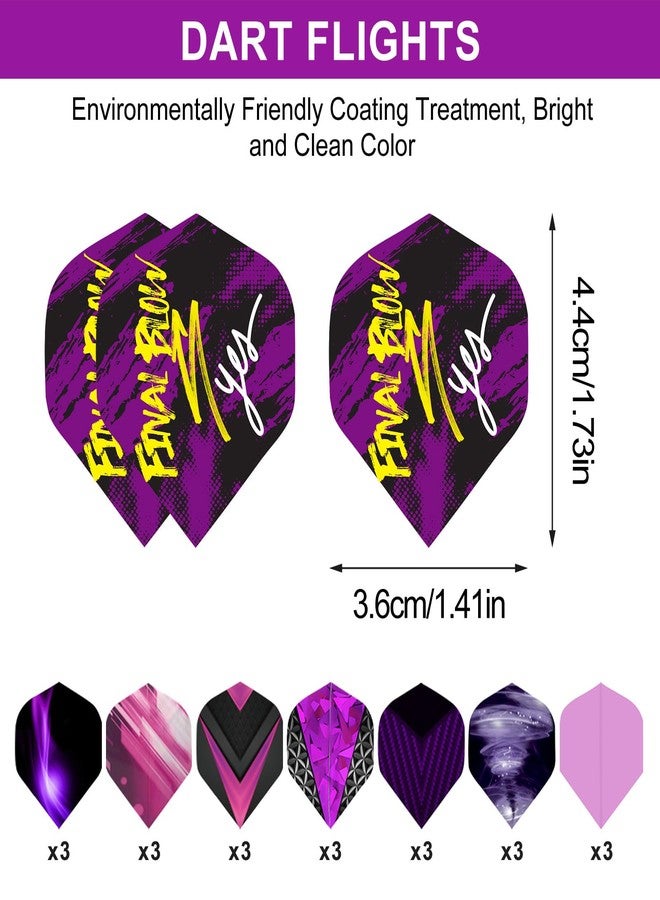 Lavishio 8 Sets 24 pcs Aluminum Dart Shafts, Dart Shafts for Steel Tip, Aluminum 2BA Thread Dart Accessories,Dart Shafts Replacement Kit with 24 Dart Flights for Steel Tip Soft Tip Darts (Purple) - Image 5