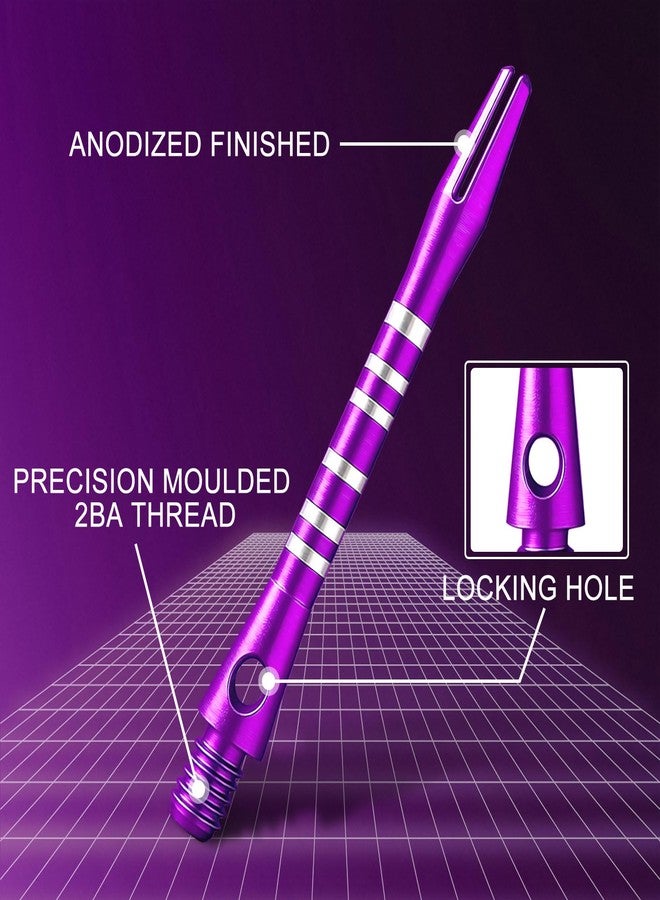 Lavishio 8 Sets 24 pcs Aluminum Dart Shafts, Dart Shafts for Steel Tip, Aluminum 2BA Thread Dart Accessories,Dart Shafts Replacement Kit with 24 Dart Flights for Steel Tip Soft Tip Darts (Purple) - Image 4