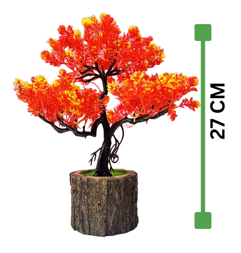 Dekorly Small Artificial Bonsai Tree Fake Plant Potted House Plants Japanese Pine Bonsai Plant Faux Bonsai for Home Indoor Decoration Office (Wooden Potted Plants, Design-B) - Image 2