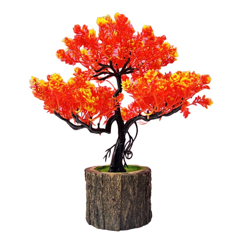 Dekorly Small Artificial Bonsai Tree Fake Plant Potted House Plants Japanese Pine Bonsai Plant Faux Bonsai for Home Indoor Decoration Office (Wooden Potted Plants, Design-B) - Image 3