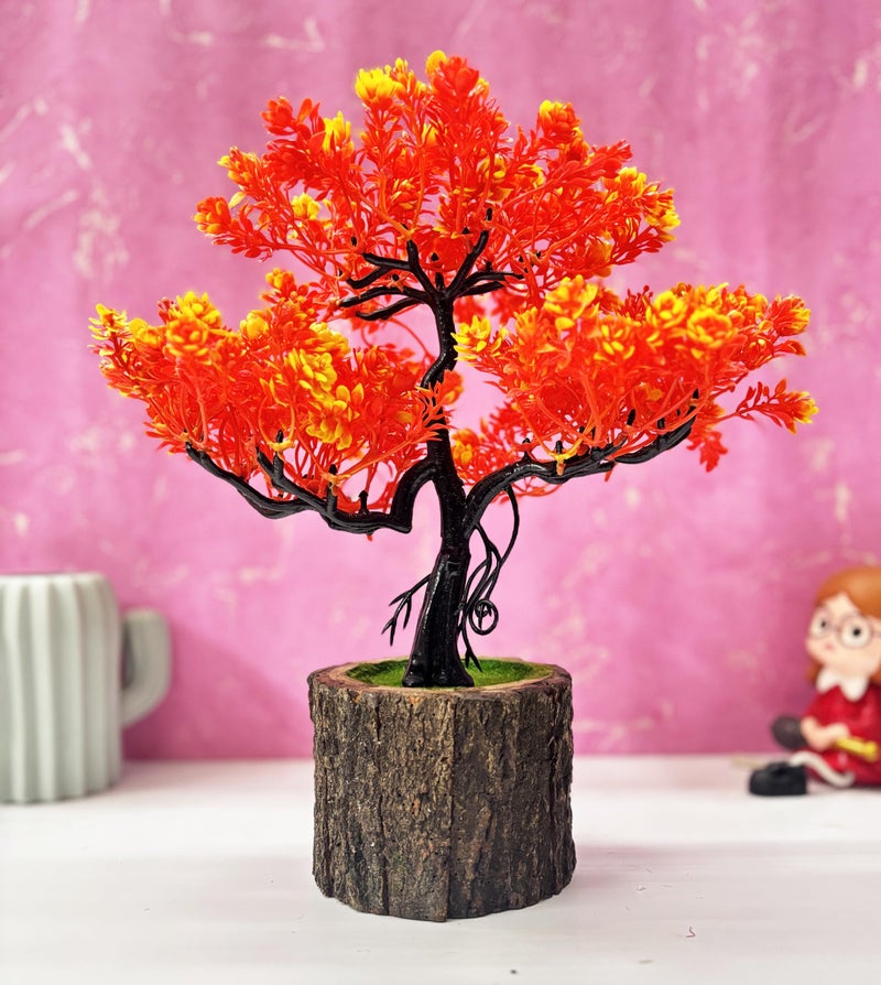 Dekorly Small Artificial Bonsai Tree Fake Plant Potted House Plants Japanese Pine Bonsai Plant Faux Bonsai for Home Indoor Decoration Office (Wooden Potted Plants, Design-B) - Image 5