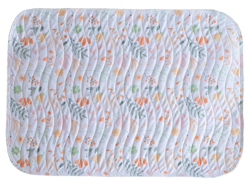 Happy Matty Babys Extra Absorbent Quick Dry Sheet Playmat Waterproof Reusable Washable Colourful Soft Comfortable Best Gifting Lint Free Fabrics Mattress Crib Protector Medium Leaves 50cm x 70cm - Image 1