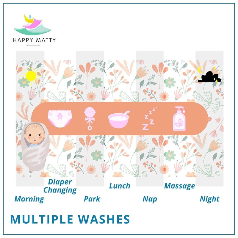 Happy Matty Babys Extra Absorbent Quick Dry Sheet Playmat Waterproof Reusable Washable Colourful Soft Comfortable Best Gifting Lint Free Fabrics Mattress Crib Protector Medium Leaves 50cm x 70cm - Image 5