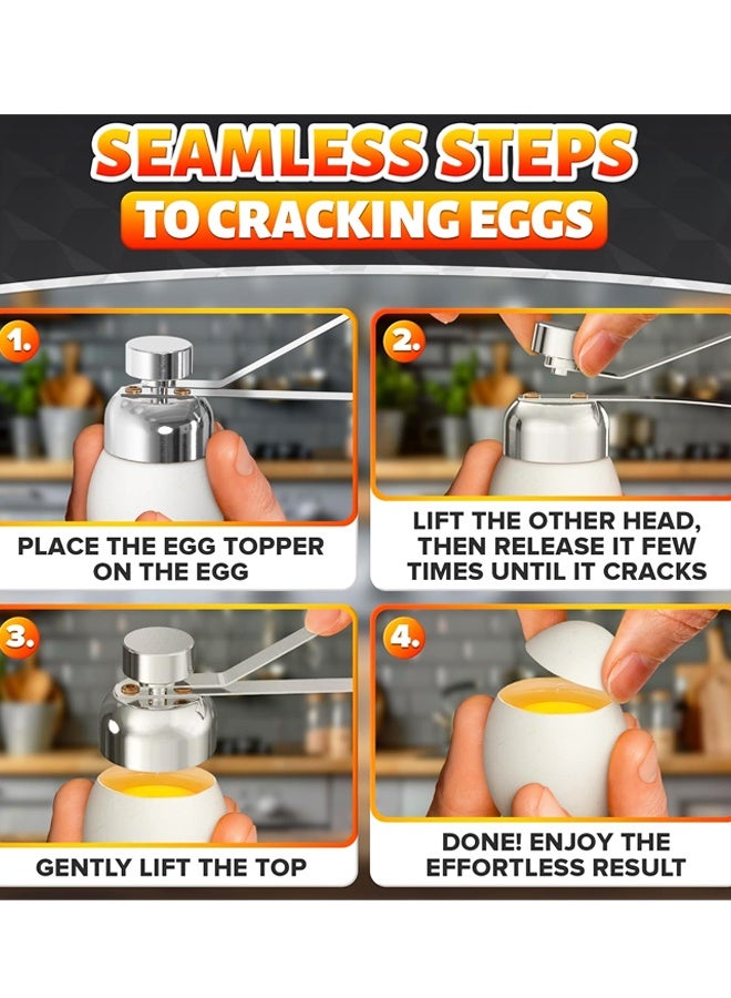 Stainless Steel Adjustable Egg Topper Cracker Tool Silver - Image 3