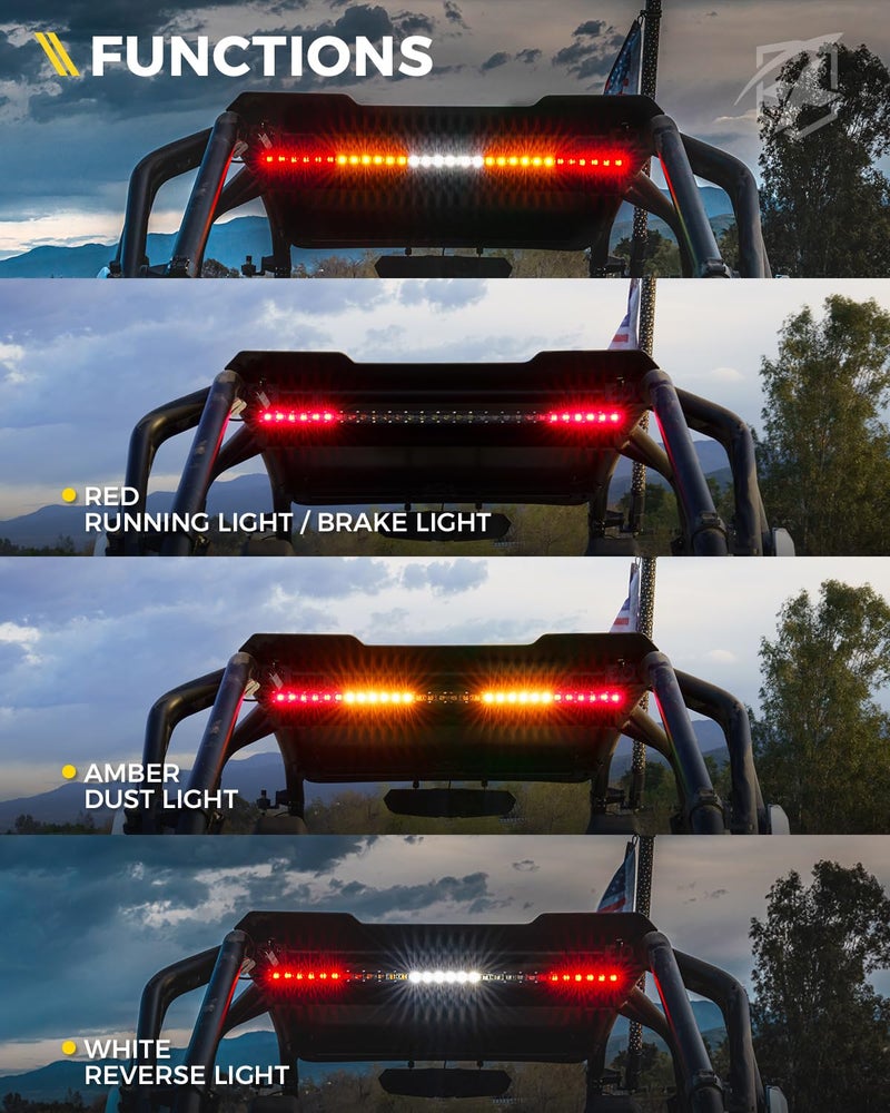 Xprite 1.0" Ultra-Thin LED Chase Strobe Light Bar, 30" Offroad Safety Flashing Light Bar with Running Brake Turn Signal & Reverse Lights for UTV, Polaris RZR, Can-am, Yamaha, SXS, 4x4, Trucks - RYWYR - Image 4