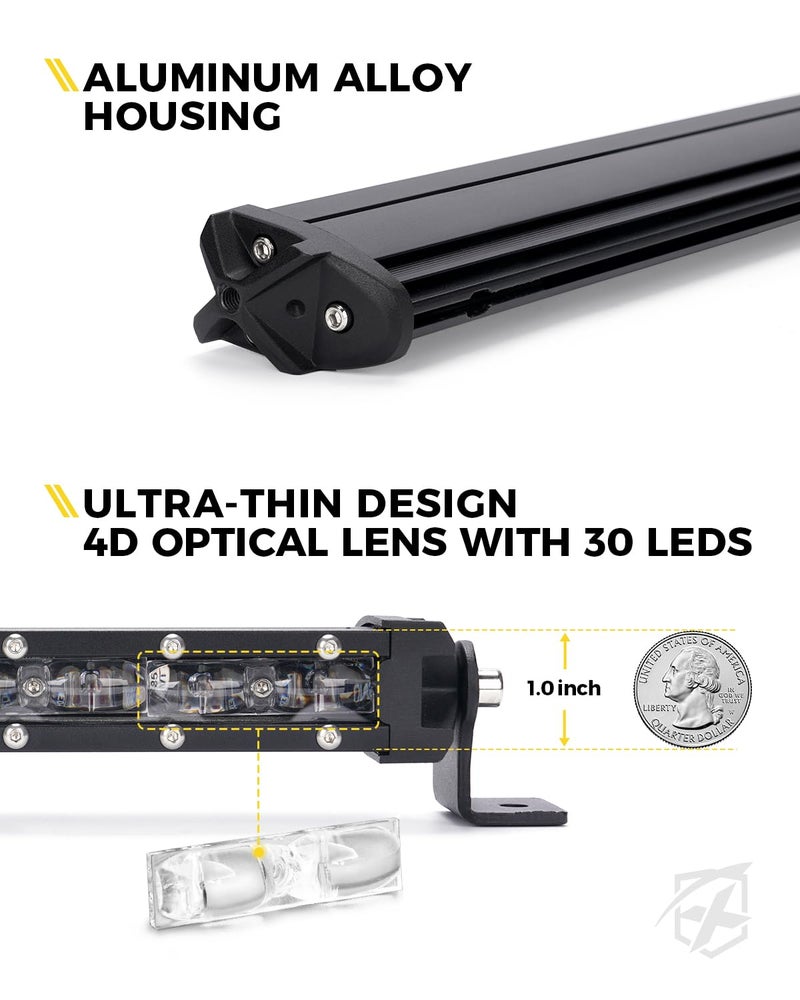 Xprite 1.0" Ultra-Thin LED Chase Strobe Light Bar, 30" Offroad Safety Flashing Light Bar with Running Brake Turn Signal & Reverse Lights for UTV, Polaris RZR, Can-am, Yamaha, SXS, 4x4, Trucks - RYWYR - Image 2