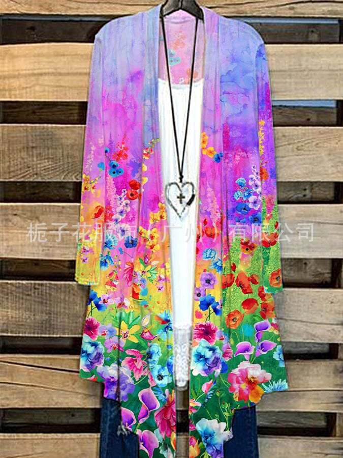 Cross-Border Supply Women's Large Size T-Shirt Shirt Printed Holiday Long-Sleeved Open Frontline Regular Village Summer T-Shirt Shirt - Image 4