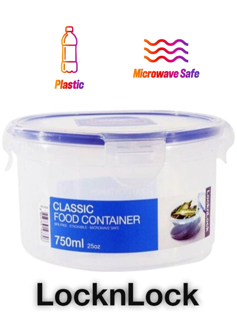 LOCK & LOCK - LocknLock 750ml  Round  Airtight Food Storage Container - BPA-Free, Microwave, Freezer, and Dishwasher Safe - Image 1