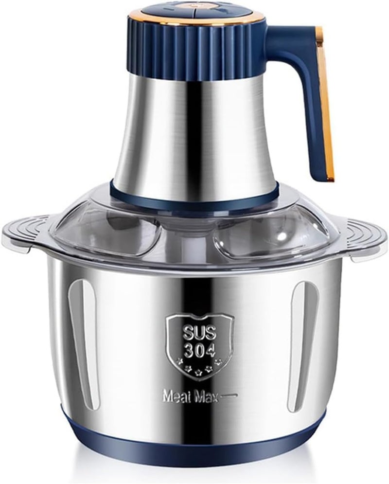 AMINAC Food Processor, 5 Speed Food Chopper Meat Grinder with 5L Stainless Steel Bowl, 6 Bi-Level Blades for Chopping, Grinding, Mincing, Whisking, Meal Prep, 500w, Blue - Image 1