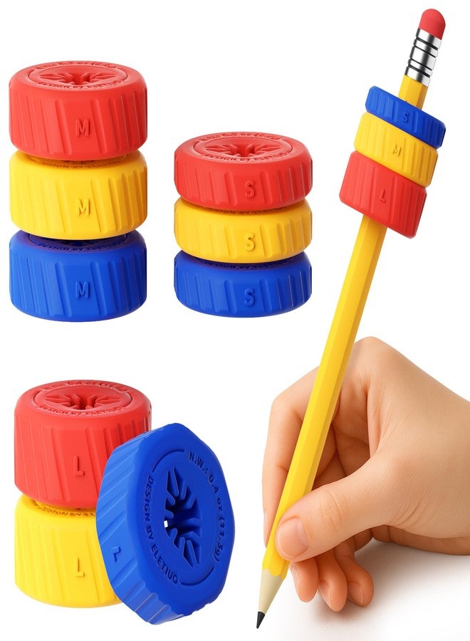 ELETIUO 9-Pack Adjustable Pencil Weights (0.5-2.1oz),Textured Silicone Handwriting Aid for Kids &Adults&Special Needs,Improves Penmanship for Autism,ADHD,Tremors,Dyspraxia& Fine Motor Skills,3 Colors - Image 1