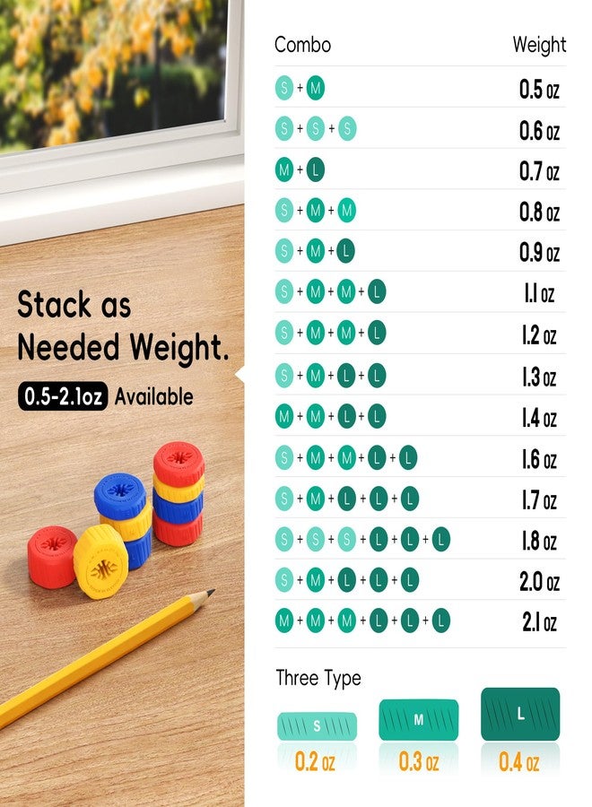 ELETIUO 9-Pack Adjustable Pencil Weights (0.5-2.1oz),Textured Silicone Handwriting Aid for Kids &Adults&Special Needs,Improves Penmanship for Autism,ADHD,Tremors,Dyspraxia& Fine Motor Skills,3 Colors - Image 3