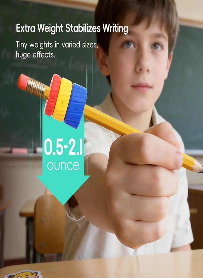 ELETIUO 9-Pack Adjustable Pencil Weights (0.5-2.1oz),Textured Silicone Handwriting Aid for Kids &Adults&Special Needs,Improves Penmanship for Autism,ADHD,Tremors,Dyspraxia& Fine Motor Skills,3 Colors - Image 2