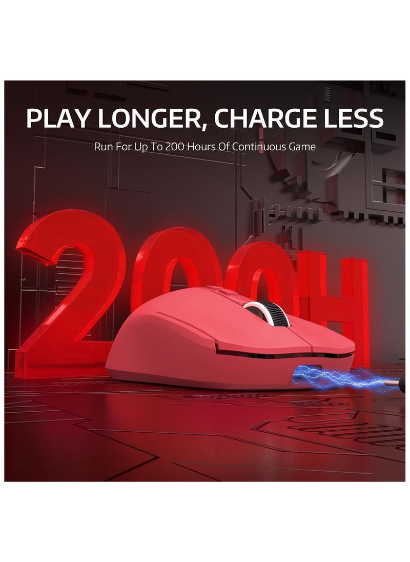 MANBASNAKE - ATTACK SHARK X6 49g Superlight Wireless Gaming Mouse with Magnetic RGB Charging Base, Ultralight Mice PixArt PAW3395 Sensor, 26000DPI, BT/2.4G Wireless/Wired Mouse, 200Hrs Battery for Win/Mac (Red) - Image 1