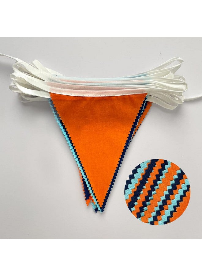 pinkblume 10M/32Ft Navy Blue Orange Pennant Banner Fabric Triangle Flag Cotton Bunting Garland For Outer Space Galaxy Birthday Anniversary Party Home Nursery Outdoor Garden Hanging Festivals Decoration (36Pcs) - Image 4
