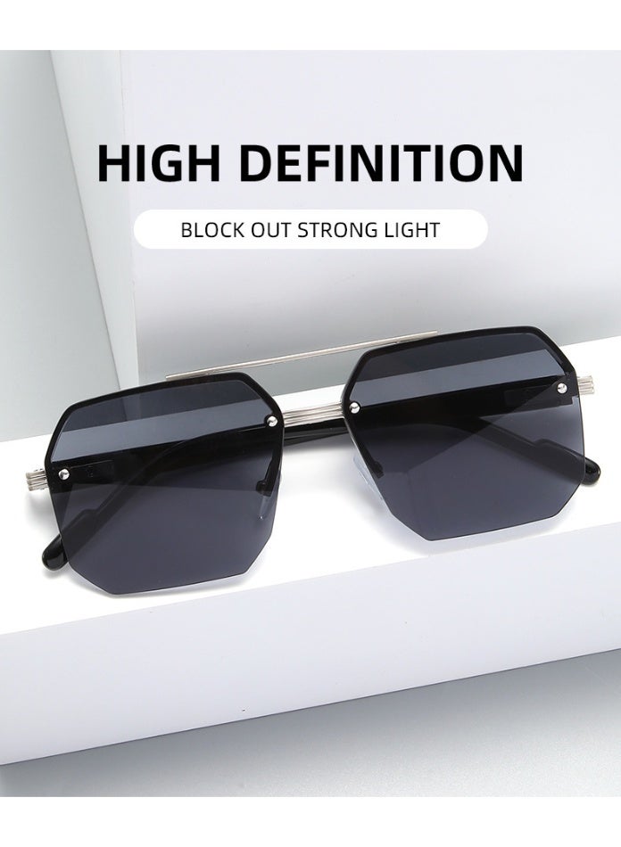 Aviator Men's Sunglasses Men Women High-Quality Metal Sturdy Semi Frame Sunglasses for Women Men Sun Glassess Accessories Eye UV400 Protection Shades for Driving Outdoor - Image 3