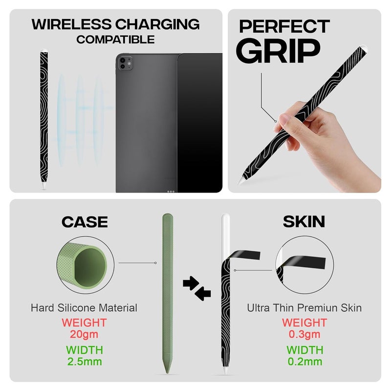 Capes ملصقات تغليف متوافقة مع قلم آيباد الجيل الثاني | تغليف فينيل 3M مقاوم للخدوش ودائم | ليست علبة | متوافقة مع الشحن اللاسلكي | جالاكسي - Image 3