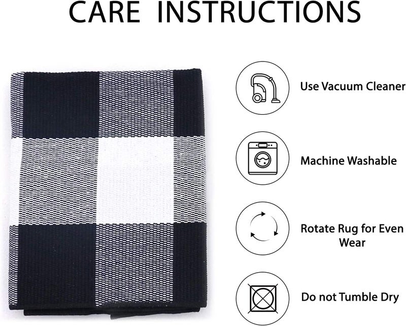 IOHOUZE Buffalo Plaid Checkered Rug 4x6 Ft Front Door Mats, Washable Area Rugs for Front Porch Decor, Spring Summer Welcome Mats Outdoor, Black White Rug for Farmhouse/Entryway/Home Entrance - Image 4