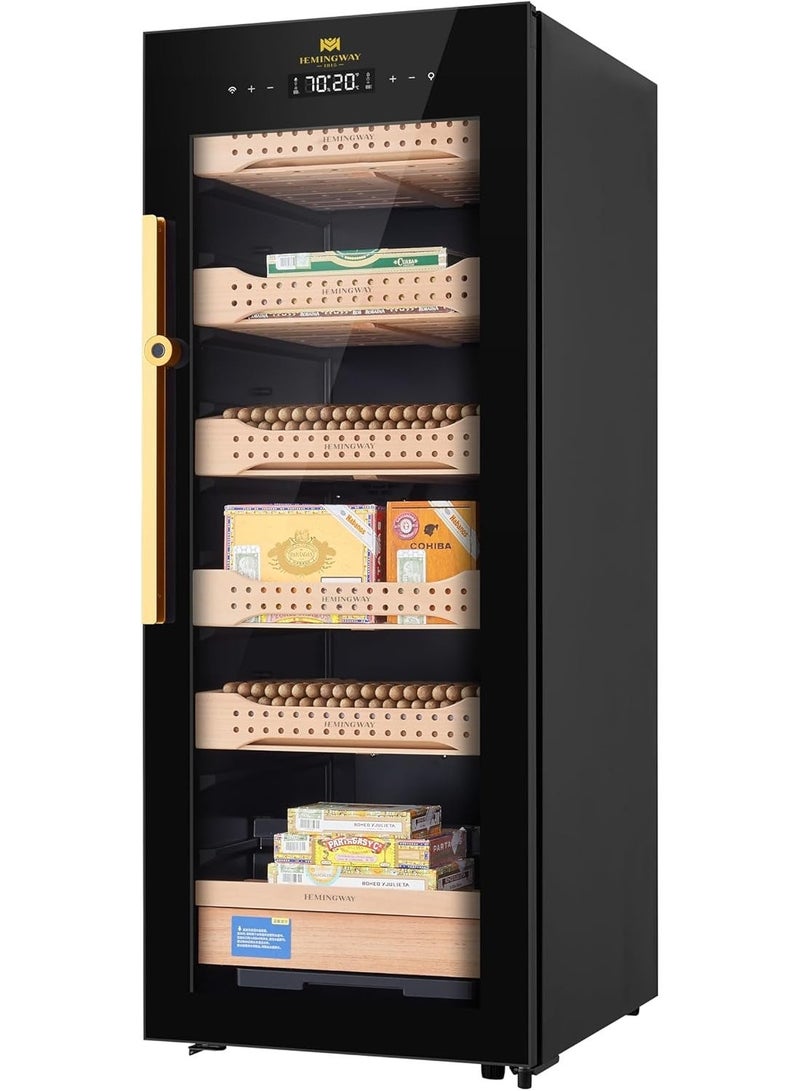 Hemingway Electric Cigar Humidor b4, Dual‑Zone Smart Humidifier with Touchscreen & Digital Hygrometer, Wi‑Fi App Control, UV‑Protected Glass, Spanish Cedar Interior, Holds Up to 1200 - Image 4