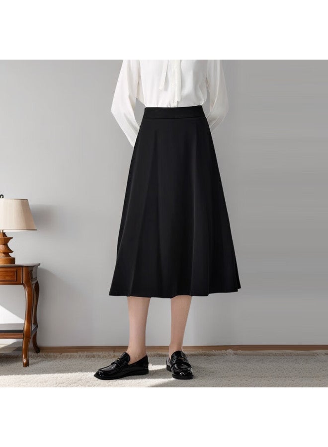 Teluoman Spring Summer Black A-Line Midi Skirt Women'S Professional Knee-Length Wrinkle-Free Umbrella Skirt Formal Interview Suit Skirt - Image 2