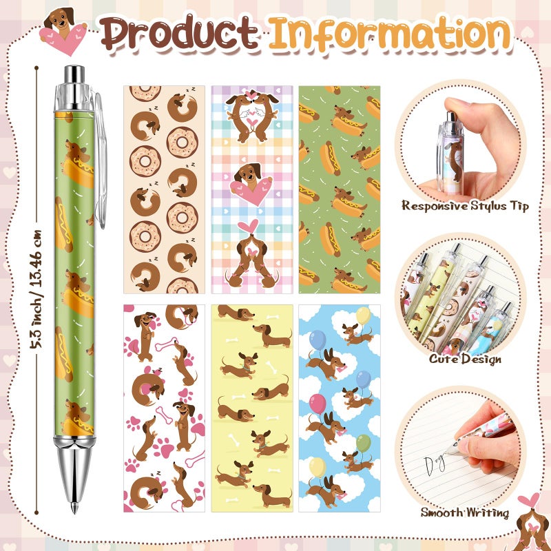 Gilprop 54 Pcs Dachshund Lover Gifts 6 Pads Sticky Notes Memo Note 12 Cute Ballpoint Pens 36 Dachshund Paw Shaped Colorful Paper Clips Bookmarks for Office Supplies Theme Party Favor Coworker Gift - Image 2