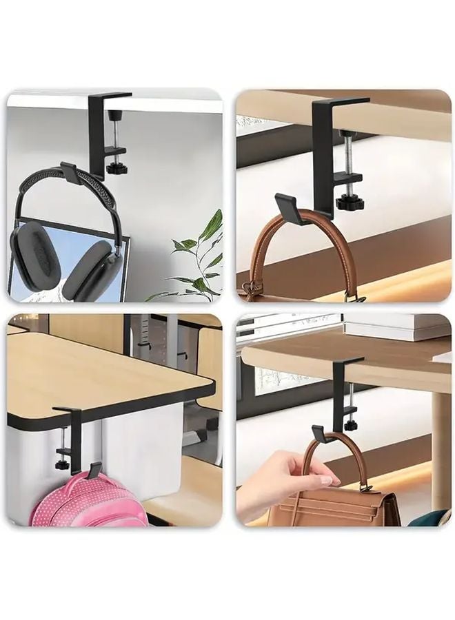 Black Adjustable Desk Hook Holder For Headphones Bags Keys Wallets Storage - Image 5