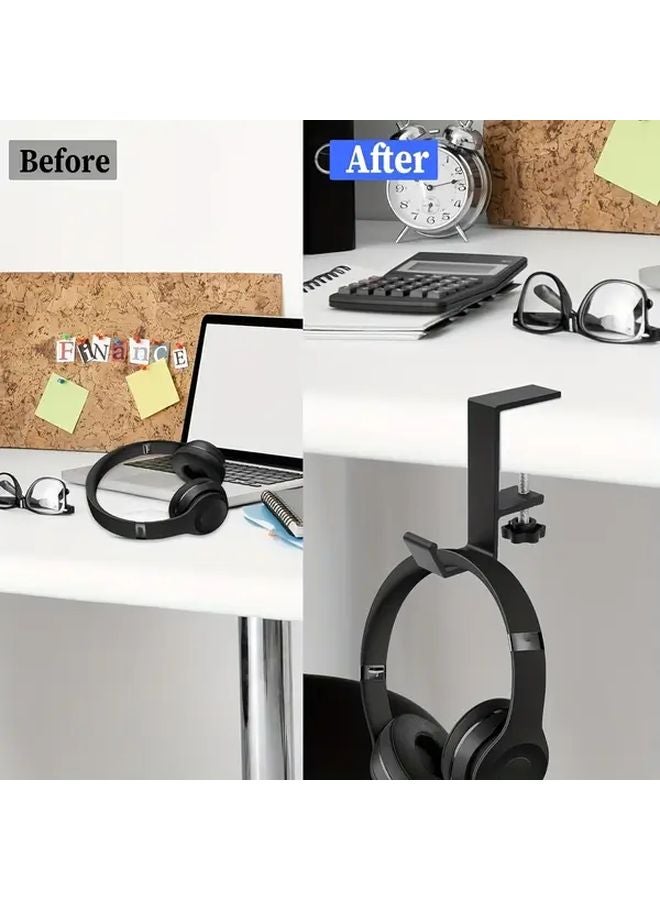 Black Adjustable Desk Hook Holder For Headphones Bags Keys Wallets Storage - Image 4