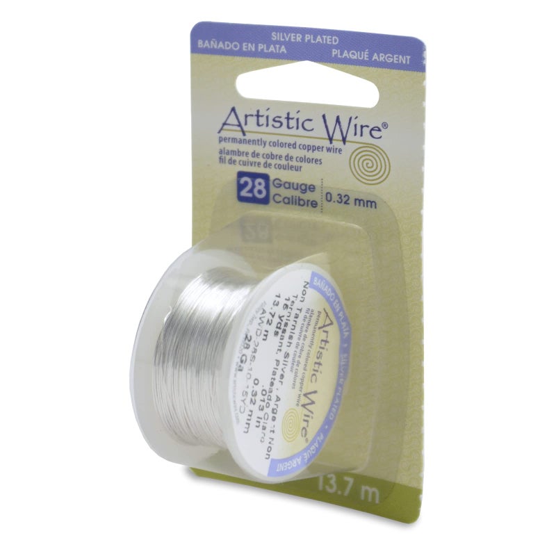 Artistic Wire, 28 Gauge Silver Plated Tarnish Resistant Colored Copper Craft Jewelry Wrapping Wire, Tarnish Resistant Silver, 15 yd - Image 1