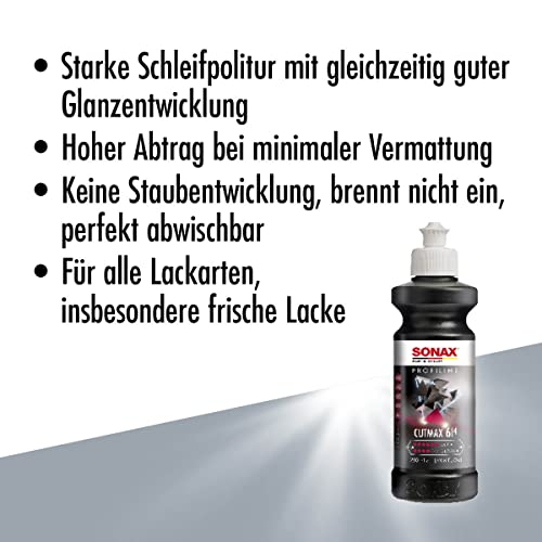 SONAX PROFILINE Cutmax (1 Litre) - High Effective Abrasive Polish for Weathered and Scratched Paintwork. Silicone-free | Item No. 02463000 - Image 3