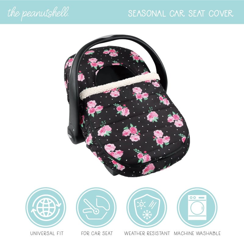 The Peanut Shell غطاء مقعد السيارة من Peanutshell - أغطية واقية لفتاة صغيرة، ملحقات سهلة التنظيف، مقعد سيارة شتوي مقاوم للعوامل الجوية لمقعد السيارة للأطفال - وردة زهرية - Image 2