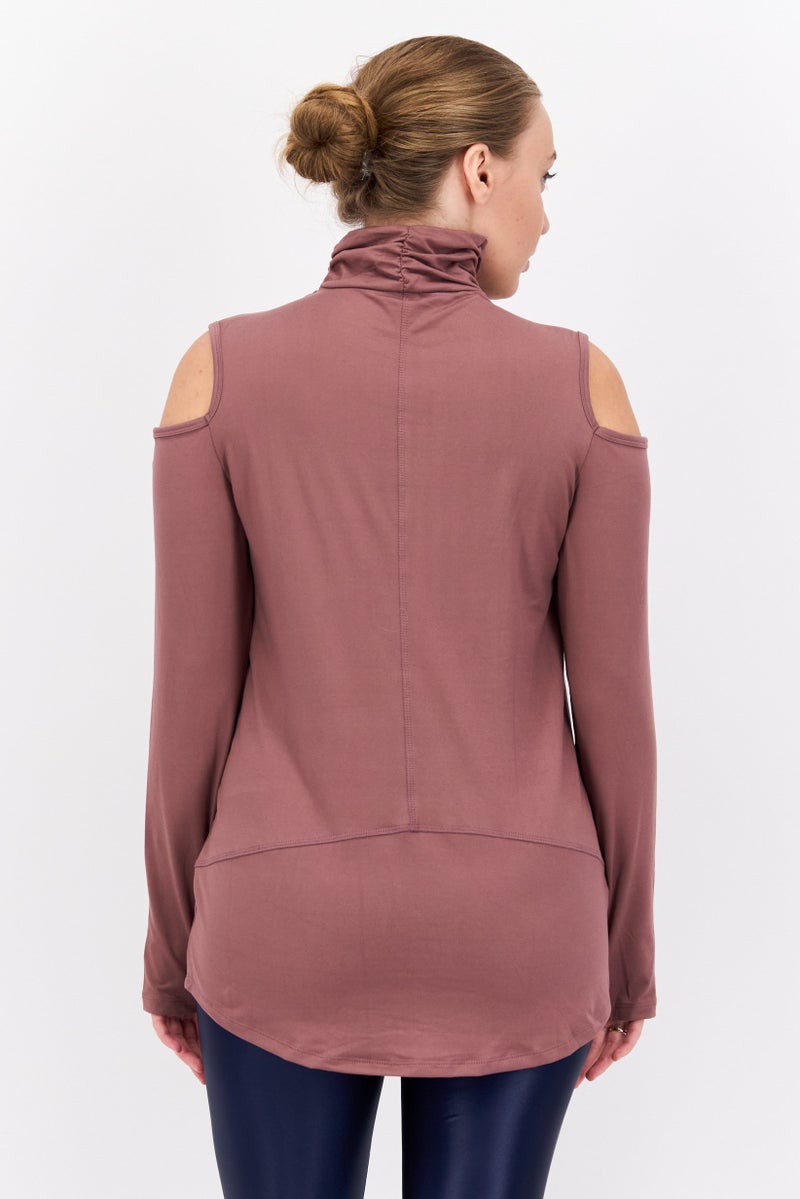 Tahari Sports Women Sportswear Fit Long Sleeve Training Top, Mauve - Image 2