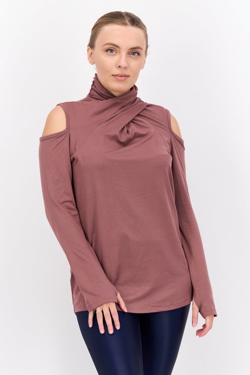 Tahari Sports Women Sportswear Fit Long Sleeve Training Top, Mauve - Image 1