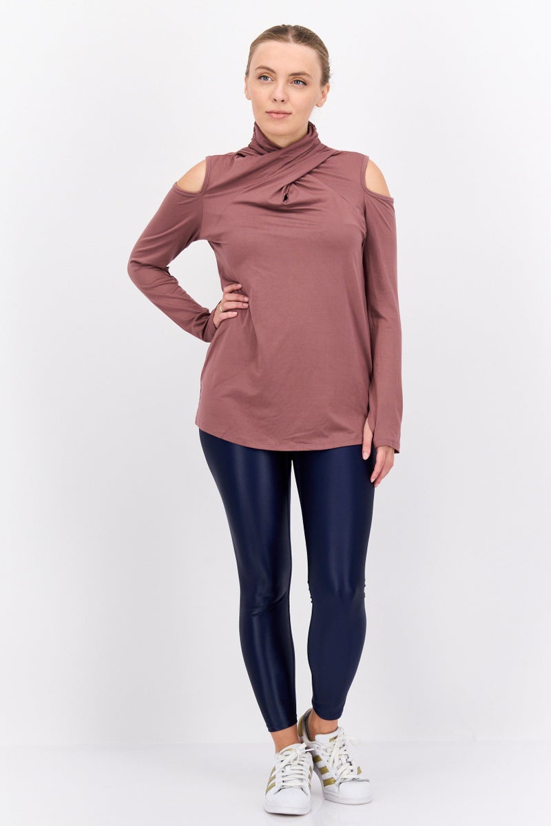 Tahari Sports Women Sportswear Fit Long Sleeve Training Top, Mauve - Image 3