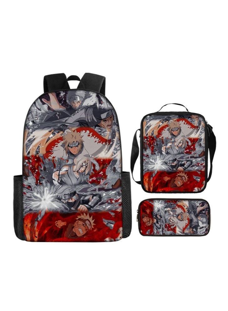 ناروتو حقيبة ظهر ناروتو الجديدة ، مقلمة ، حقيبة كتف ، بدلة من ثلاث قطع ، حقيبة سفر رياضية ترفيهية للرجال والنساء ، حقيبة ظهر مدرسية للطلاب - Image 1