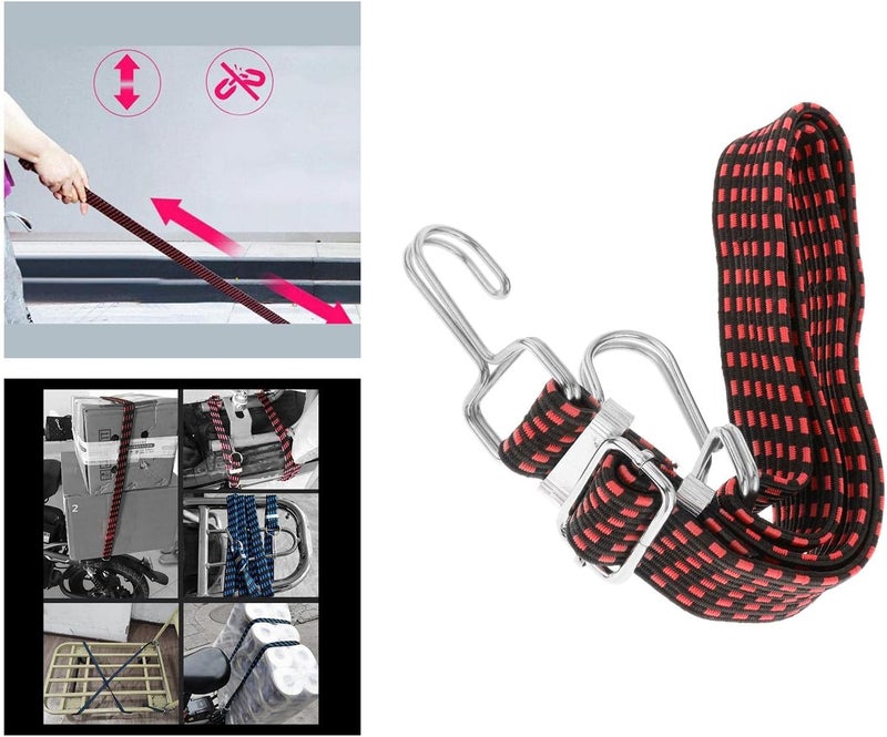 klarako Flat Bungee Cords, Long Bungee Straps Elastic Rope for Hand Carts, Securing Heavy Duty for Cargo, Moving, Luggage Rack, Camping  Red 1m - Image 2