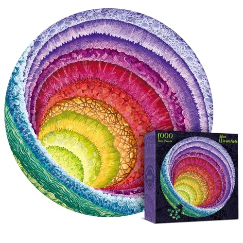 Antelope 1000 Piece Rainbow Puzzle for Adults Hue Wormhole Jigsaw Puzzles 1000 Pieces1000 Piece Round Puzzles Wormhole Puzzles High Resolution Matte Finish Smooth Edging No Dust 3D Puzzle - Image 1