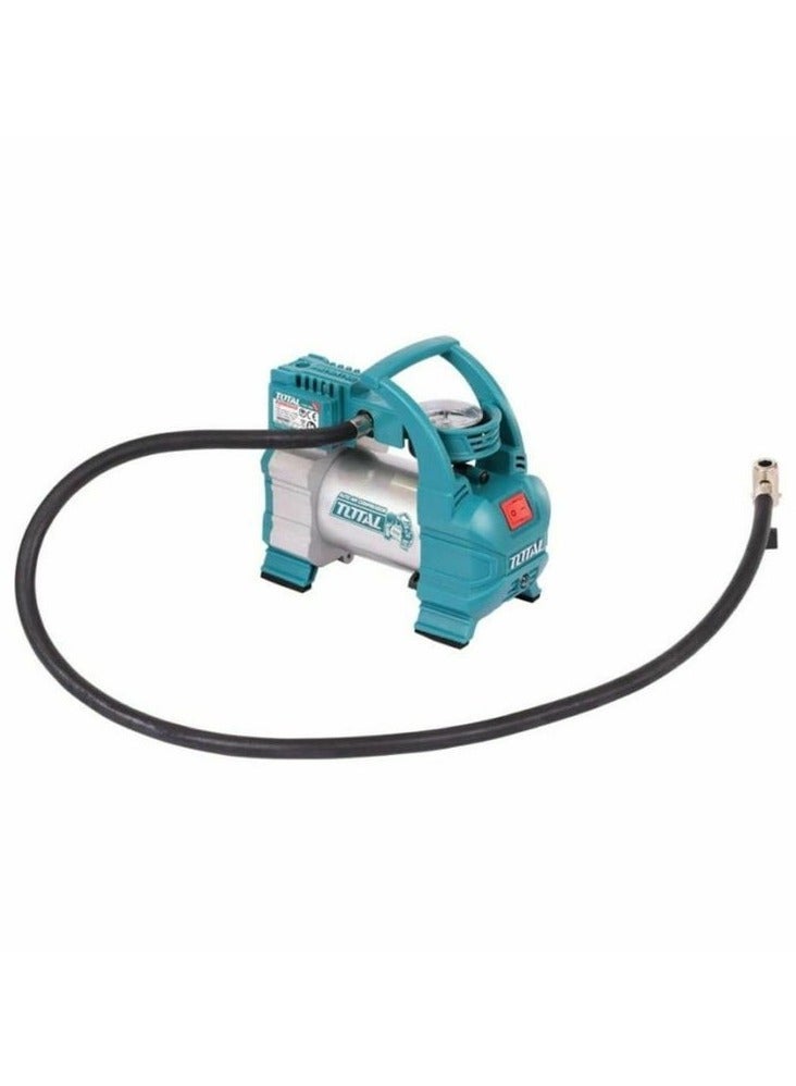 TOTAL TTAC1406 Auto Air Compressor 12V 10A, 140 PSI Portable Tyre Inflator with LED Light, 35L/min Air Flow, 3m Power Cord, 4 Nozzle Adapters for Car, Bike & Vehicle Tyres - Image 5