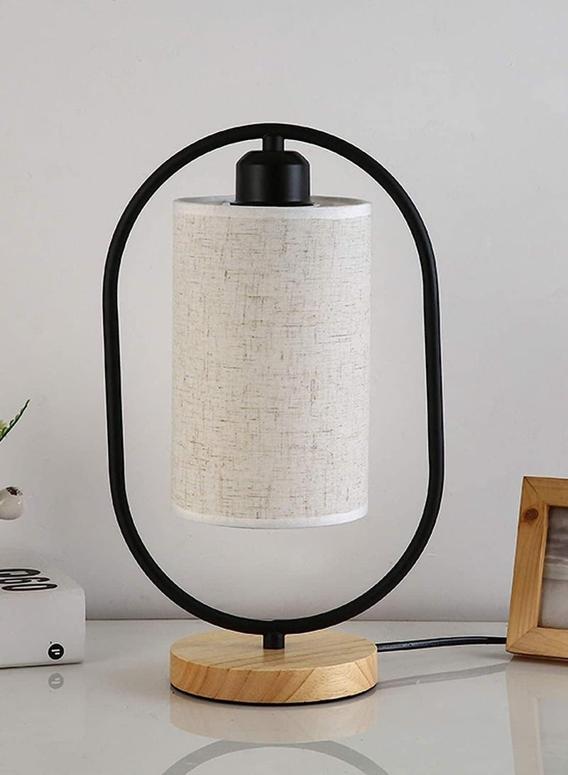 XiuWoo Modern Desk Lamps with Switch, Linen Lampshade Metal Desk Light Wooden Nightstand Night Light for Living Room, Office, Room Bedside, Bedroom - Image 5